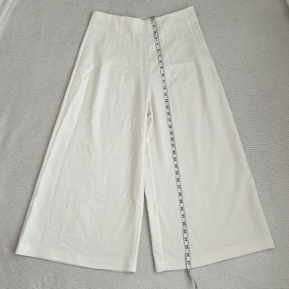 Maeve by Anthropologie Clean Crop Wide Leg Trouser Pants White Size 14 - Picture 2 of 8